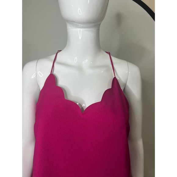 J Crew Size 4 Top Scalloped Trim Cami Hot Pink 
Blouse Racer back Sleeve J. Crew - Picture 12 of 12